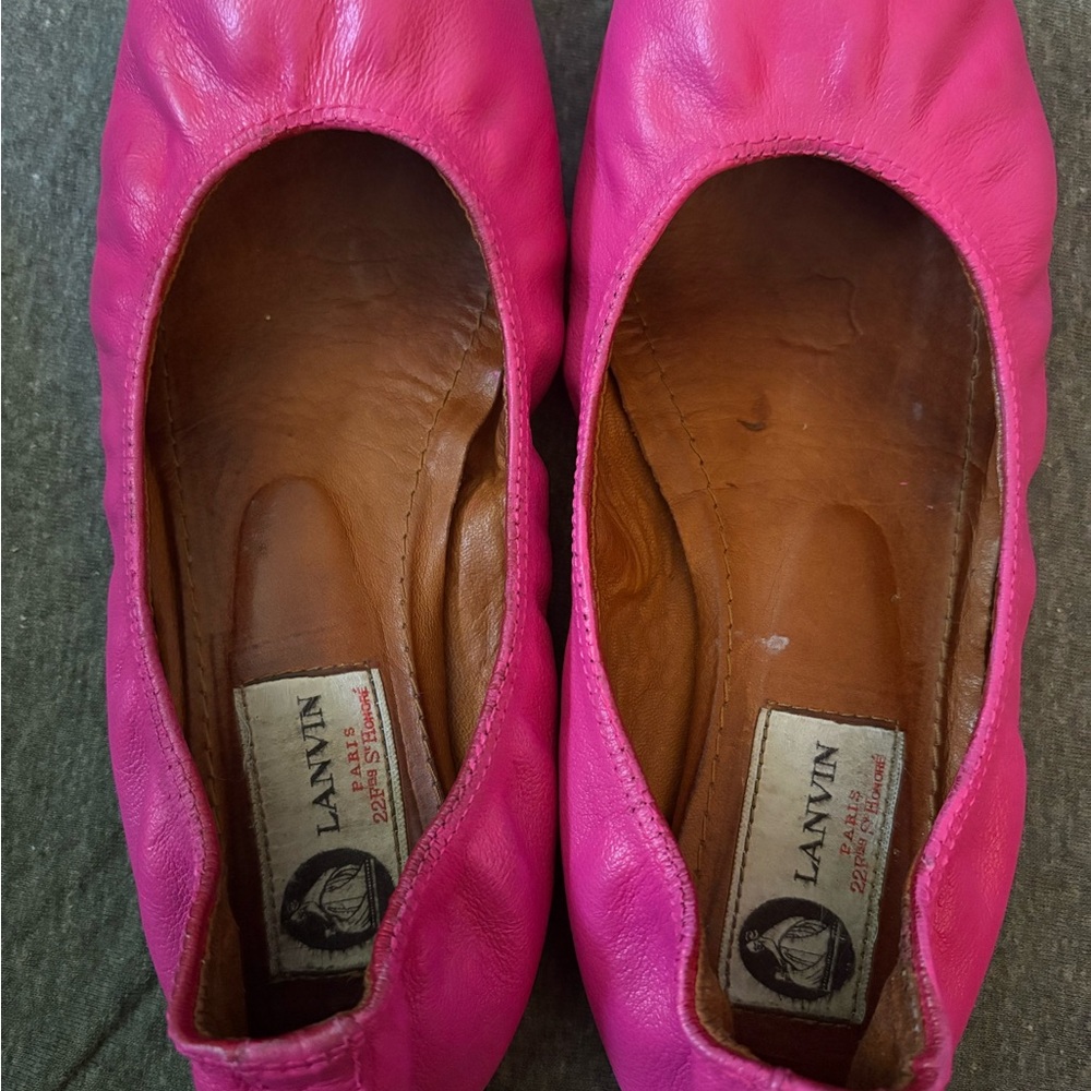 Lanvin Fuchsia Leather Flats